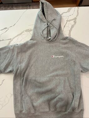 Champion Gray Pullover Hoodie with Embroidered Logo